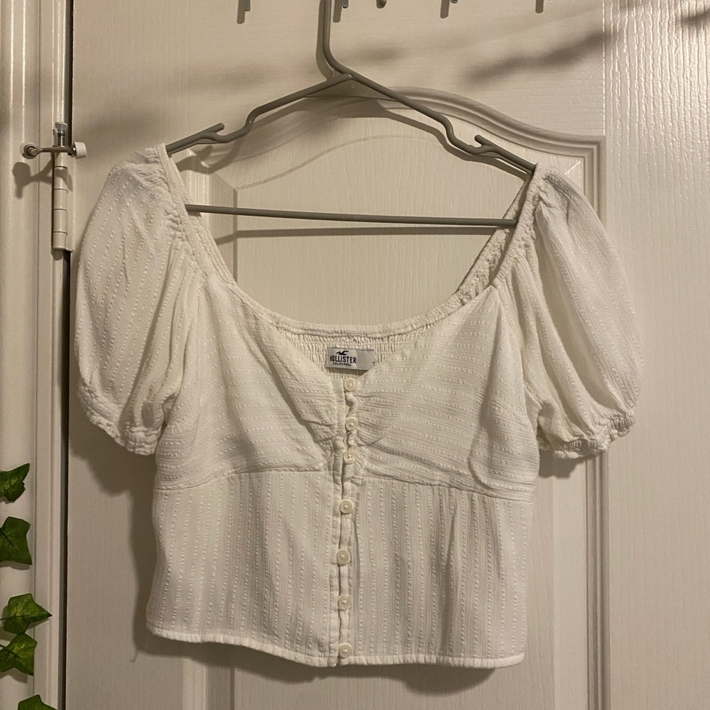 Hollister White Puff Sleeve Blouse